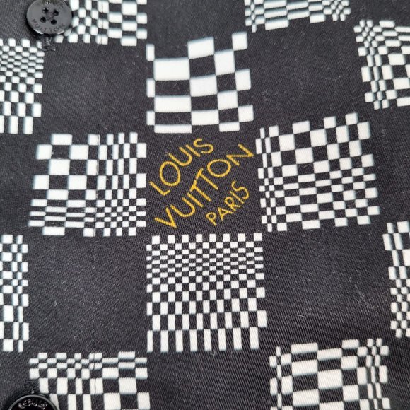 Louis Vuitton Men's Classic Black & White Distorted Damier Shirt - Picture 7 of 15